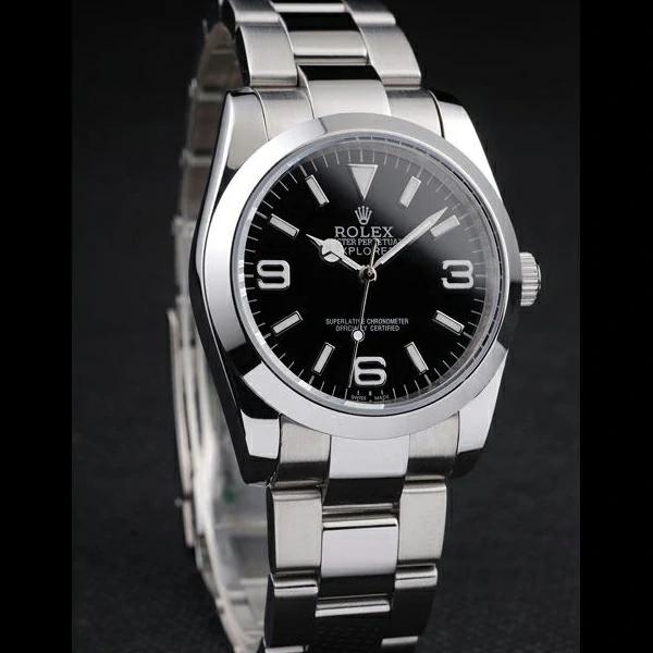 Rolex Explorer Polished Stainless Steel Black Dial new58037