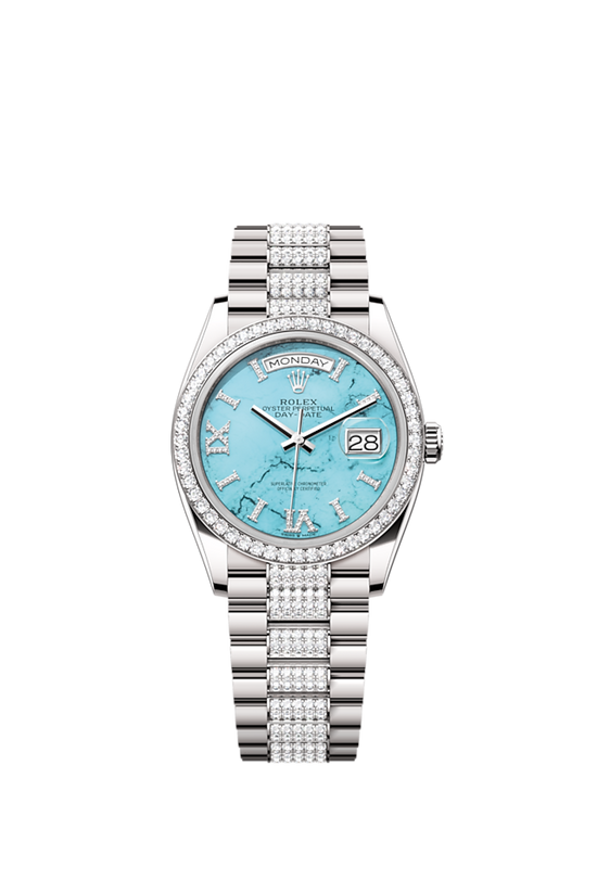 Rolex Replica Watch Day-Date 36, 18k White Gold with Diamond-set, 36mm, 128349rbr-0032